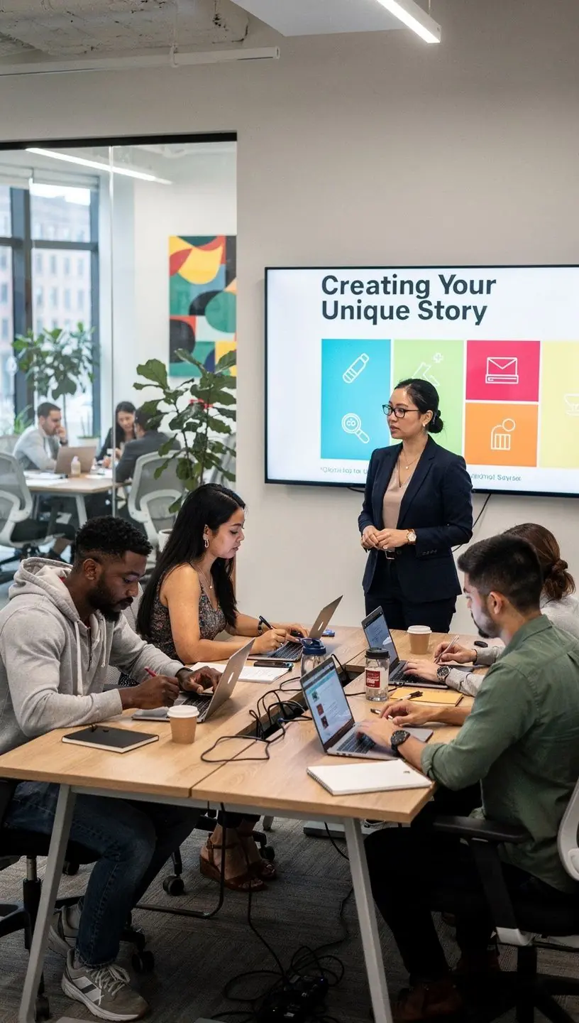 Kreatywna burza mózgów zespołu nad planem treści i komunikacji marki osobistej.