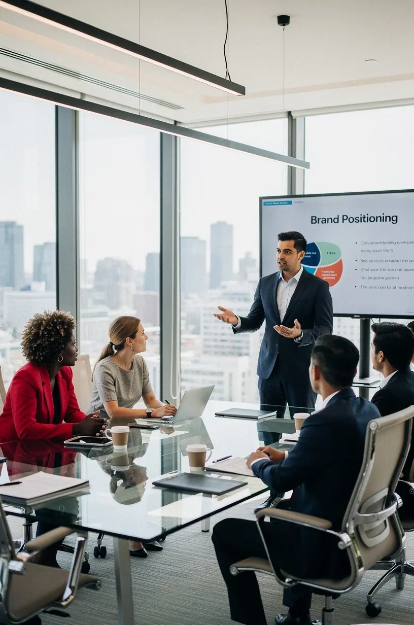 Zespół specjalistów omawiający strategię pozycjonowania marki podczas warsztatów offline.